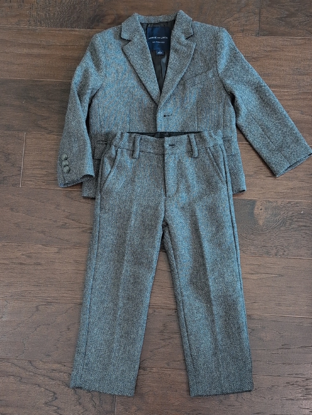 Janie and Jack Boys' Gray Herringbone Suit Set